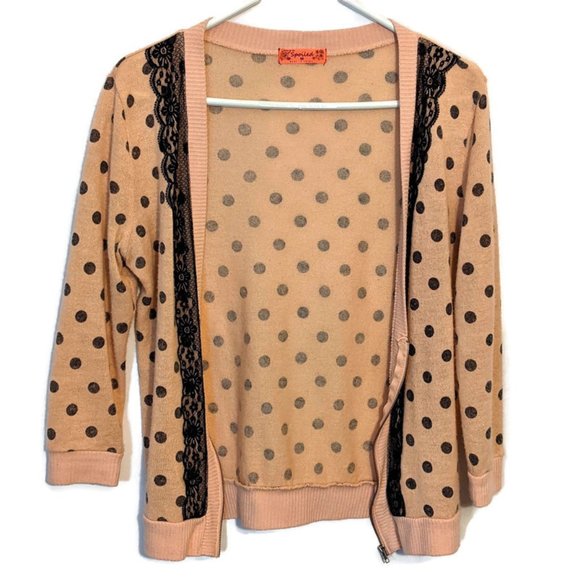 Spoiled Polka Dot Cardigan Sweater with Zipper M - Picture 6 of 11